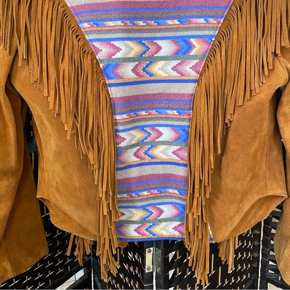 Vtg Lariat Genuine Suede Leather Fringe Jacket - Picture 5 of 10